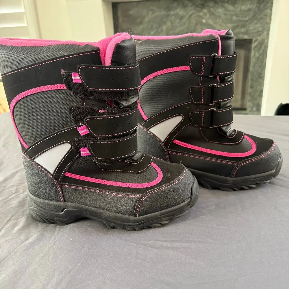 Athletech Girls Halfpipe Pink Black Gray Winter Snow Boots Size 4M